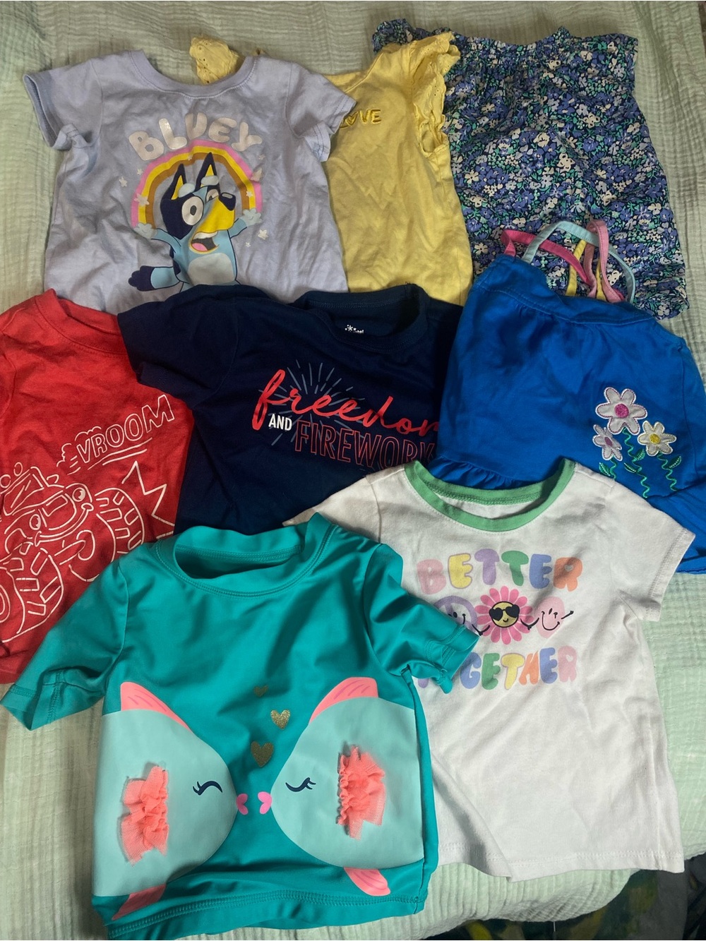 8 pc. 18 monthAssorted Kids' Short Sleeve Tops - Blue, Yellow, Red, Navy, Teal,